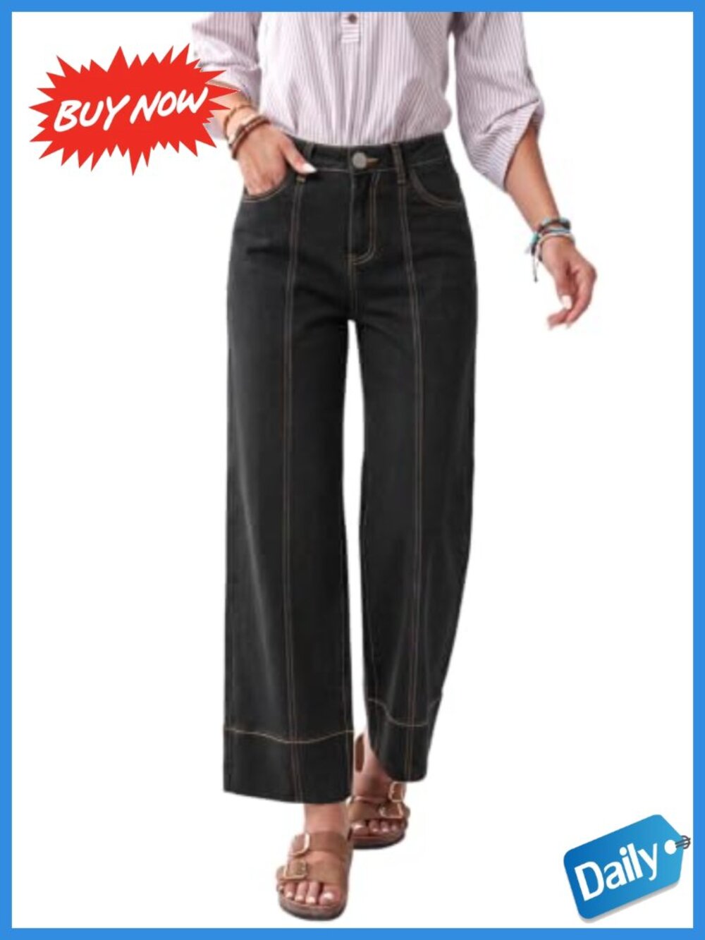 Dokotoo High Waisted Wide Leg Stretchy Denim Jeans with Pockets